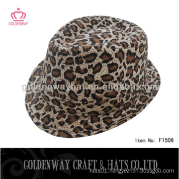 fashion kids fedora hats Leopard high printing paper straw hats with SGS fashion design promotional